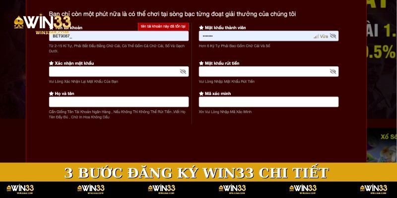 3 bước đăng ký WIN33 chi tiết người chơi cần thực hiện
